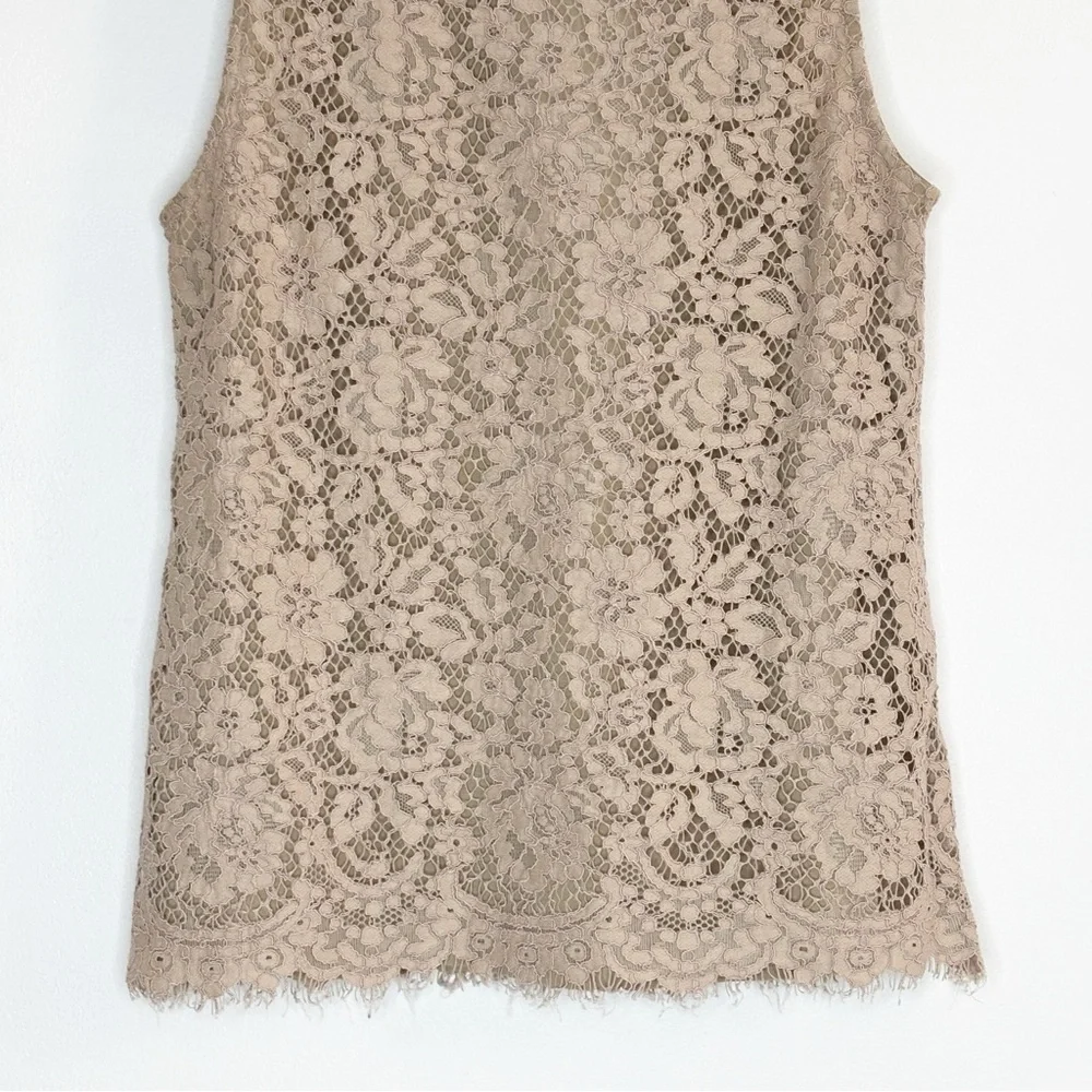 J Crew Lace Ruffle Sleeveless Blush Top Sz XS